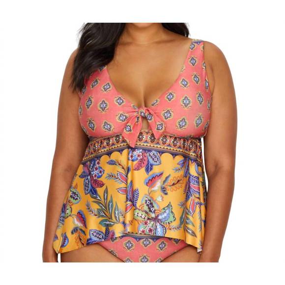 NEW BECCA etc. tapestry bloom tie front tankini in multi - Picture 1 of 3